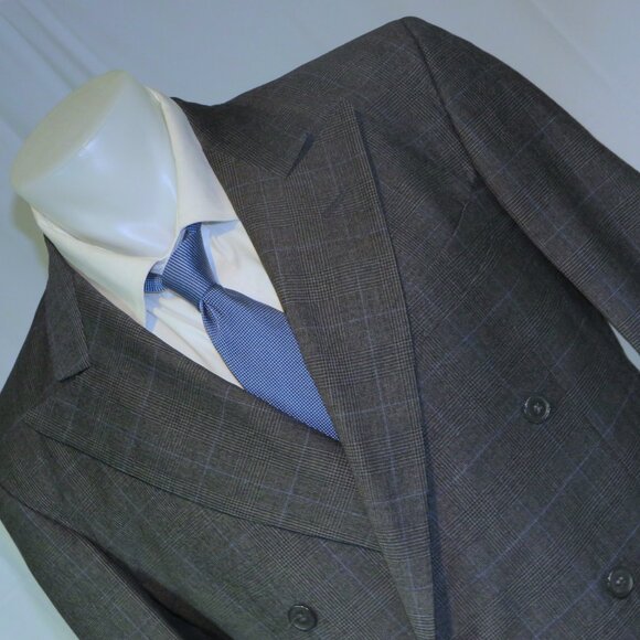 Hartwood Paris E. Thomas Vintage Gray Plaid Double Breasted Sport Coat US 40 - Picture 4 of 12